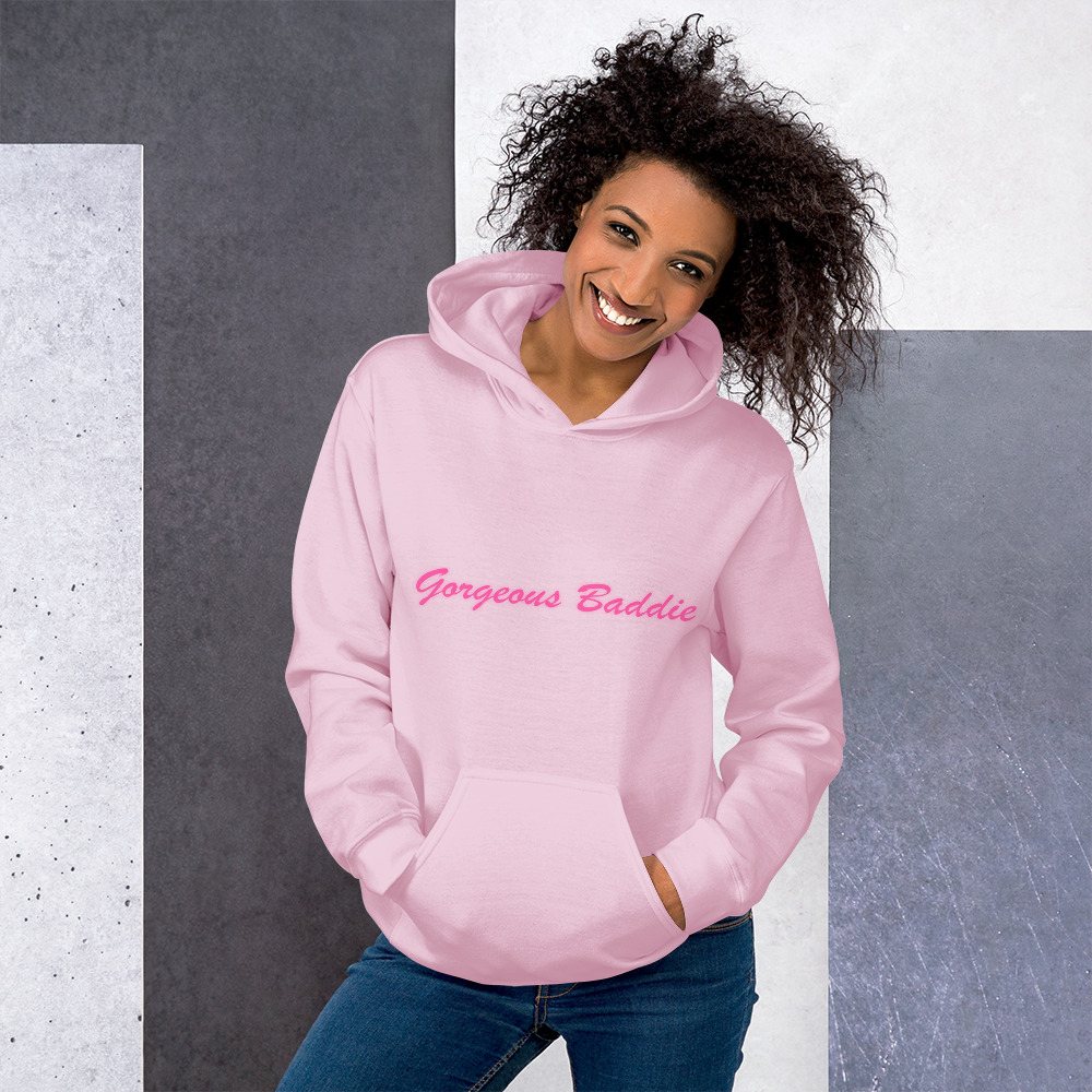 Gorgeous Baddie Script Hoodie Front