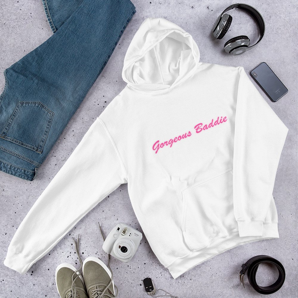 Gorgeous Baddie Script Hoodie Front