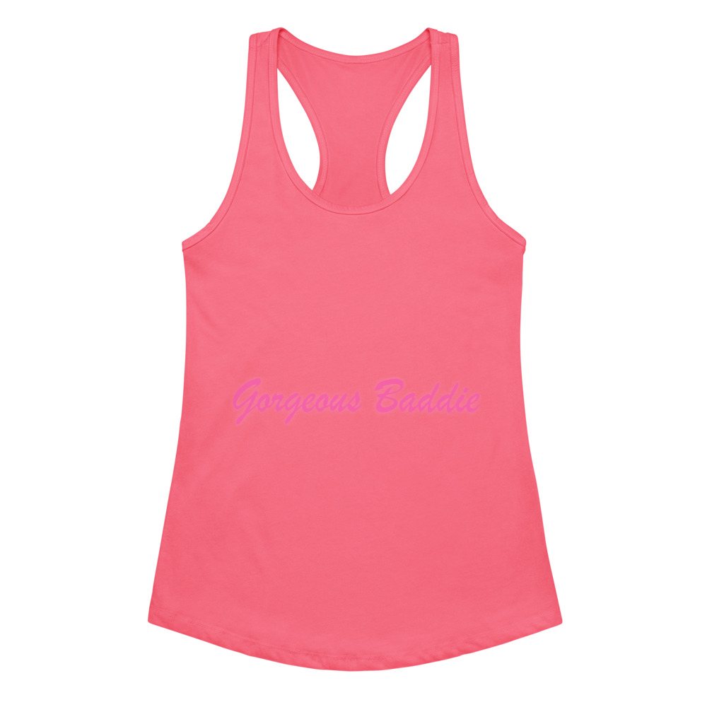 Gorgeous Baddie Script Racerback Tank Front