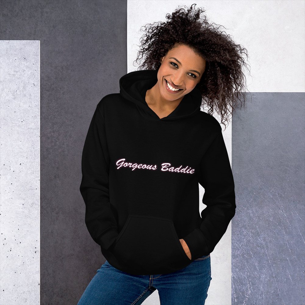 Gorgeous Baddie Script Night Hoodie Front