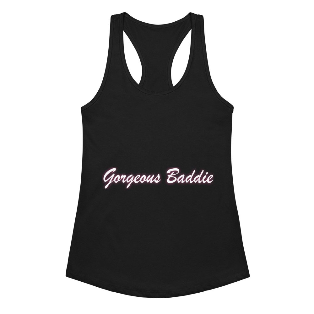 Gorgeous Baddie Script Night Racerback Tank Front