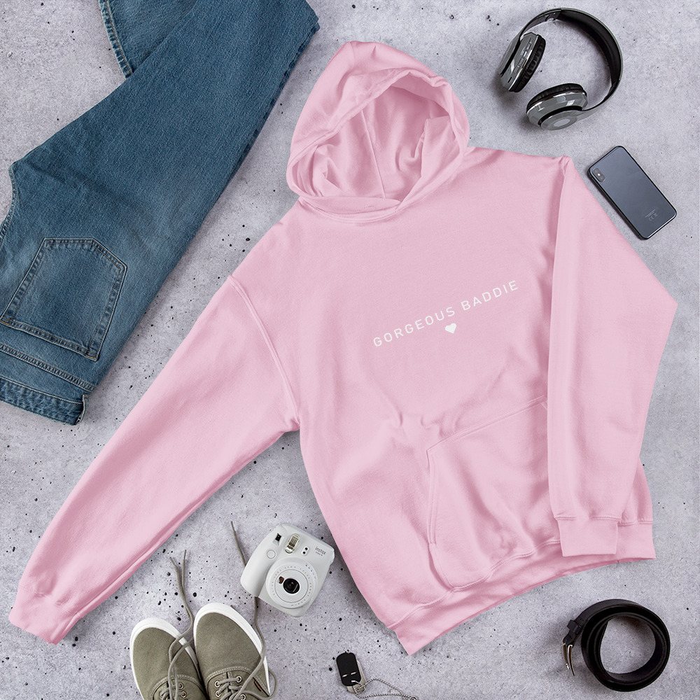 Gorgeous Baddie Minimal Pink Hoodie Front
