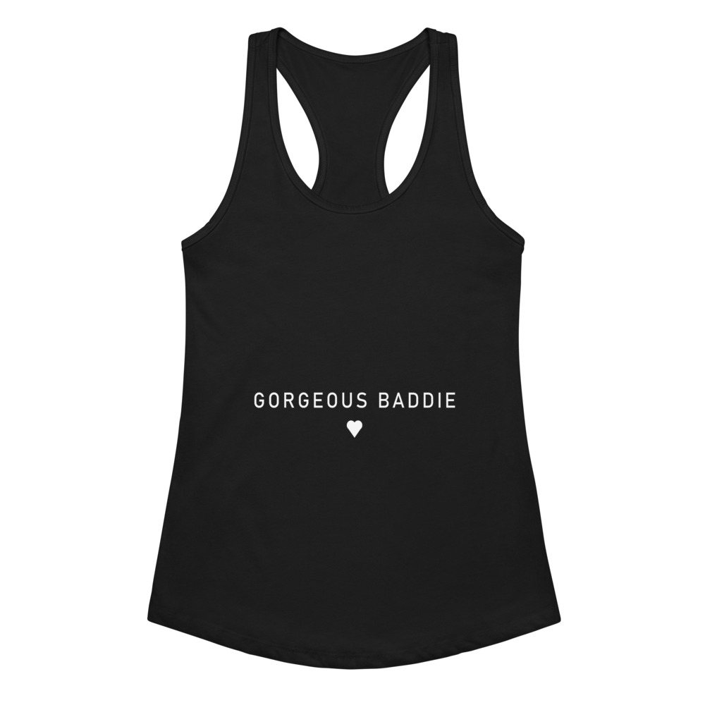 Gorgeous Baddie Minimal Pink Racerback Tank Front