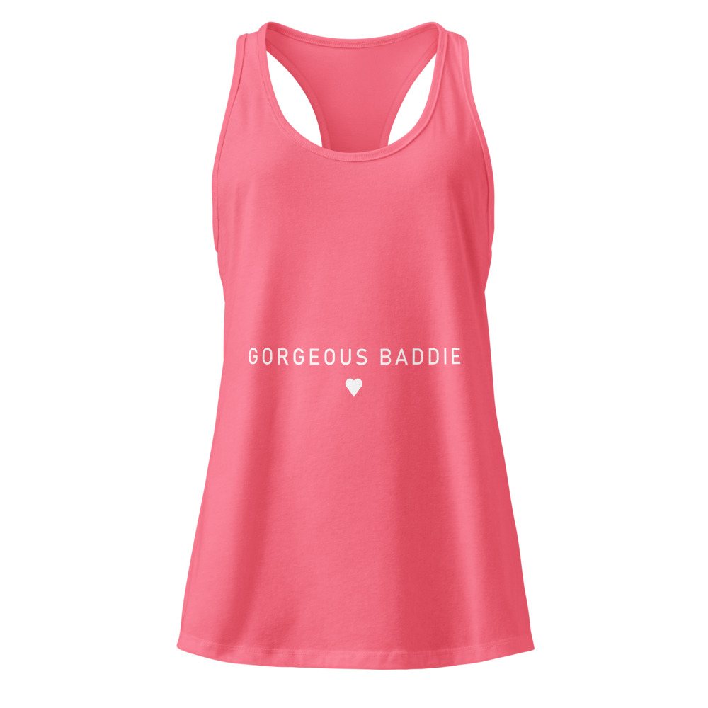 Gorgeous Baddie Minimal Pink Racerback Tank Front