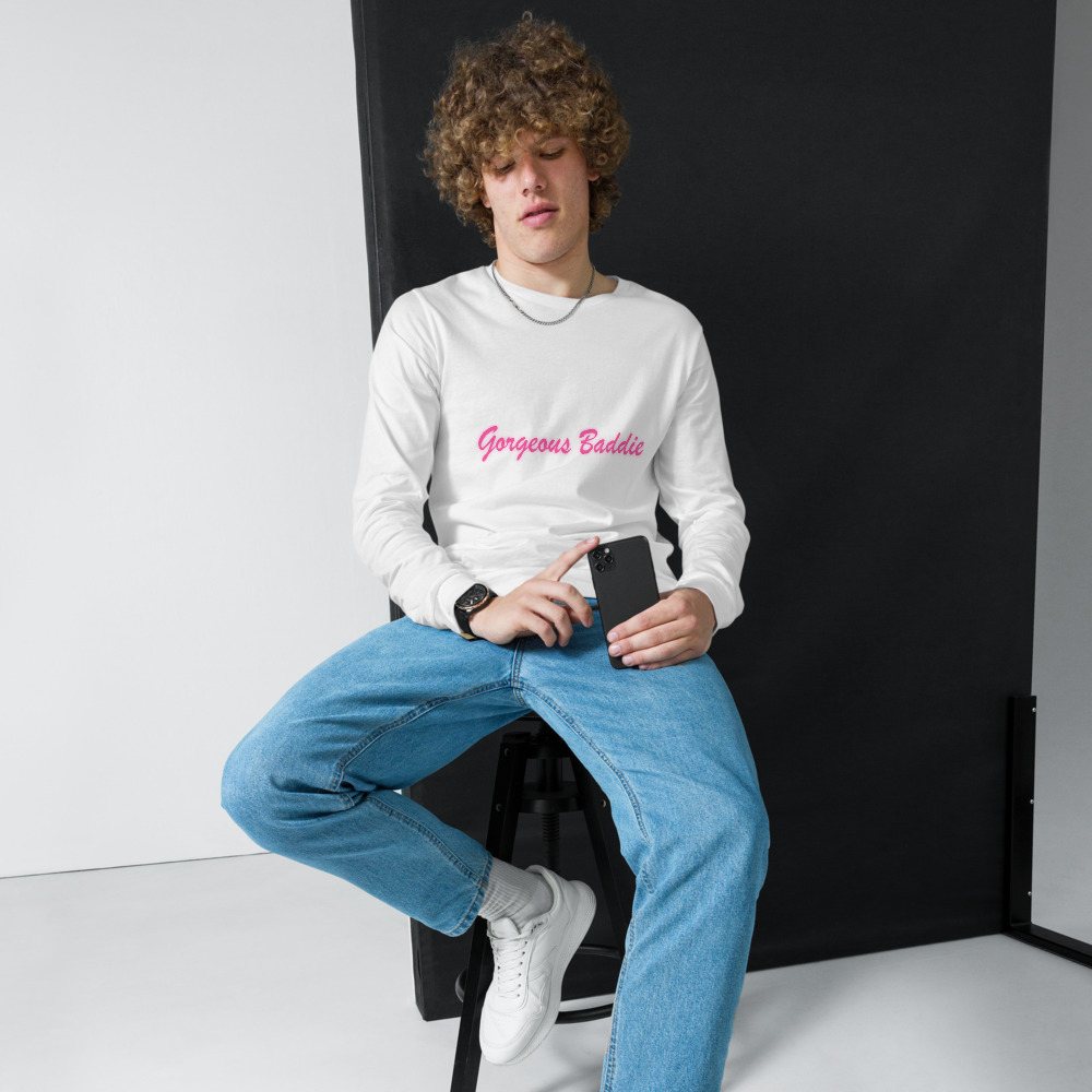 Gorgeous Baddie Script Long Sleeve Tee Front