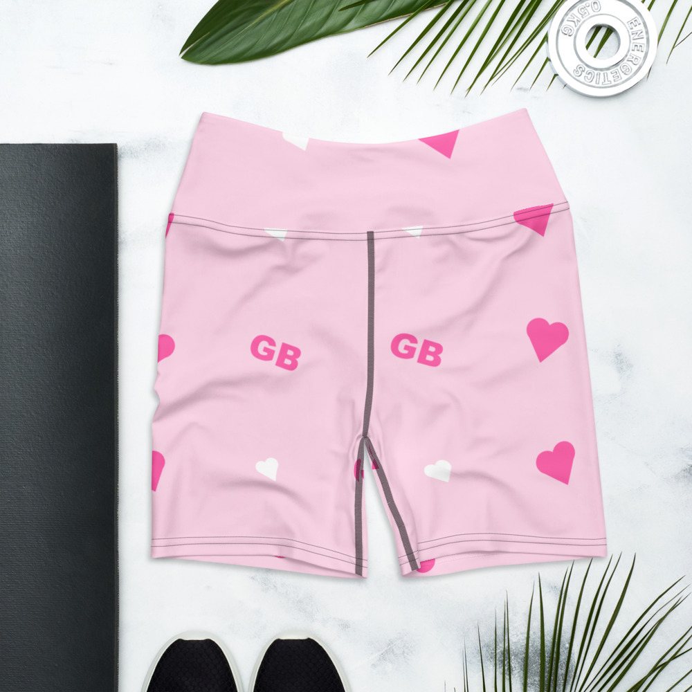 Gorgeous Baddie Hearts Yoga Shorts Front