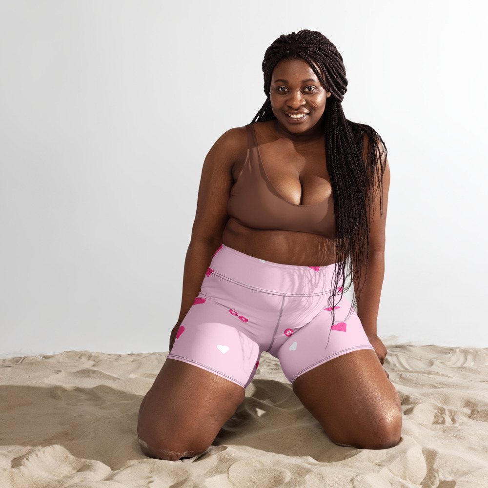Gorgeous Baddie Hearts Yoga Shorts Front