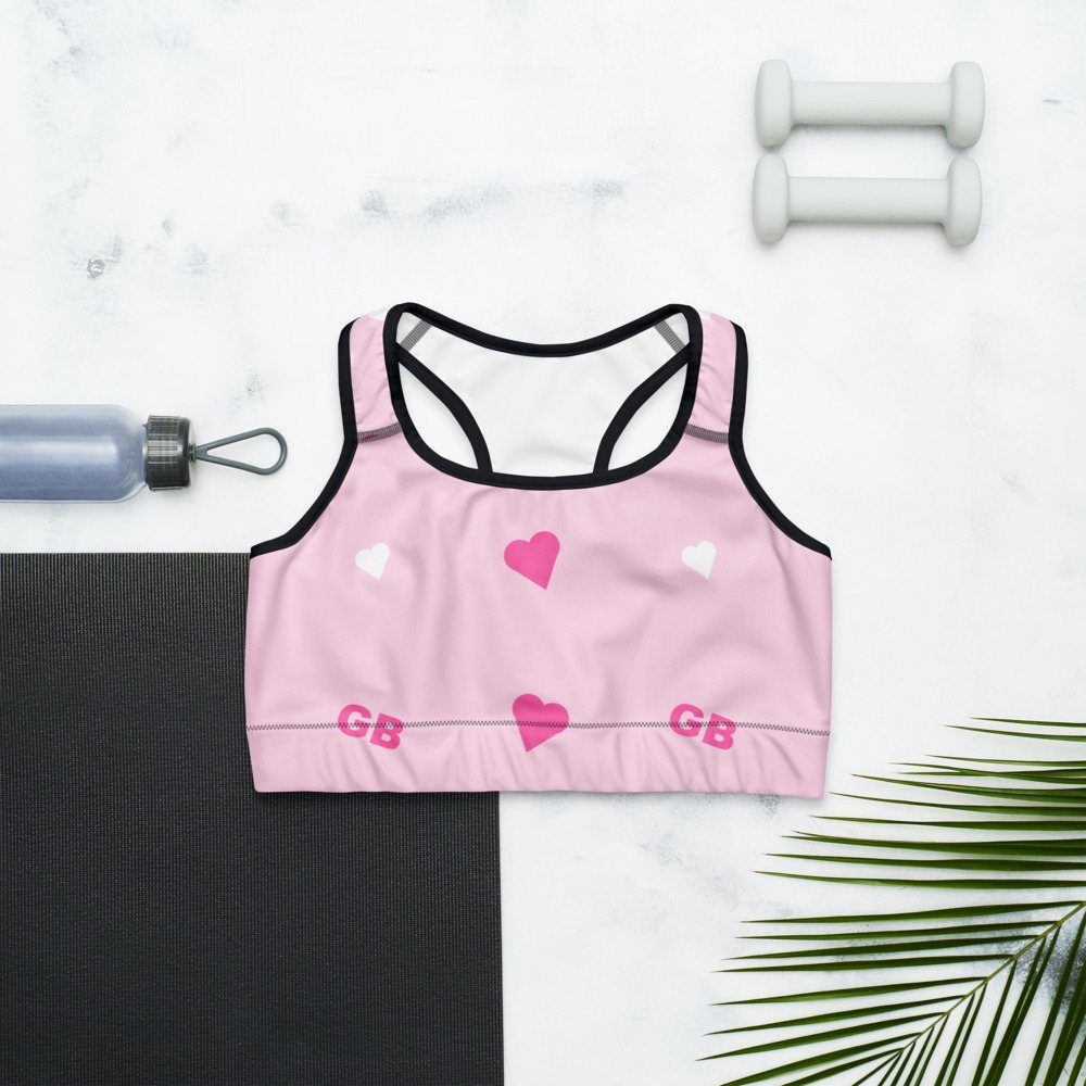 Gorgeous Baddie Hearts Sports Bra Front