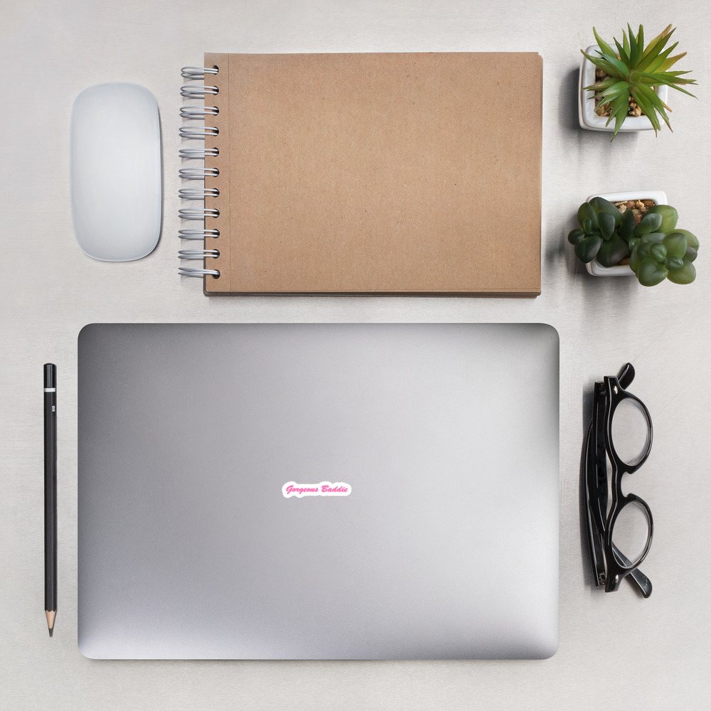 Gorgeous Baddie Script Sticker Front