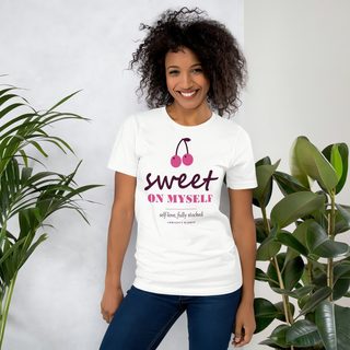 Gorgeous Baddie Sweet On Myself Love Notes Tee White Front