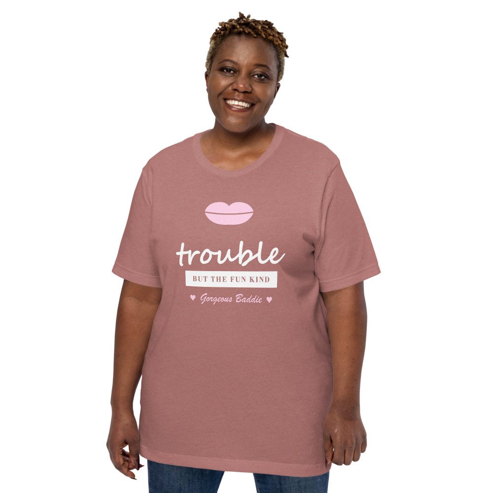 Gorgeous Baddie Trouble, But The Fun Kind Love Notes Tee Front