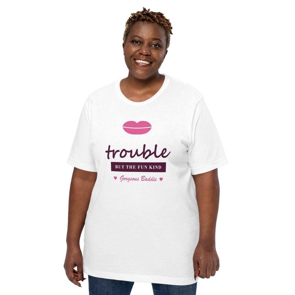 Gorgeous Baddie Trouble, But The Fun Kind Love Notes Tee White Front