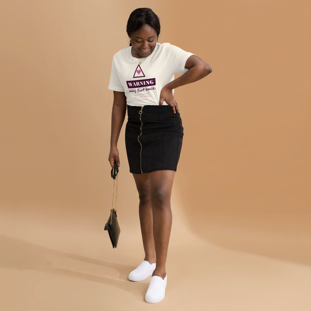 Gorgeous Baddie Warning: May Flirt Back Love Notes Tee White Front
