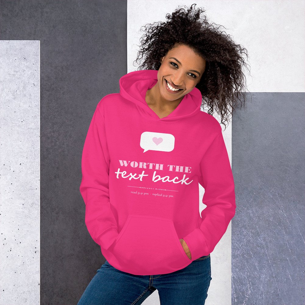 Gorgeous Baddie Worth The Text Back Love Notes Hoodie