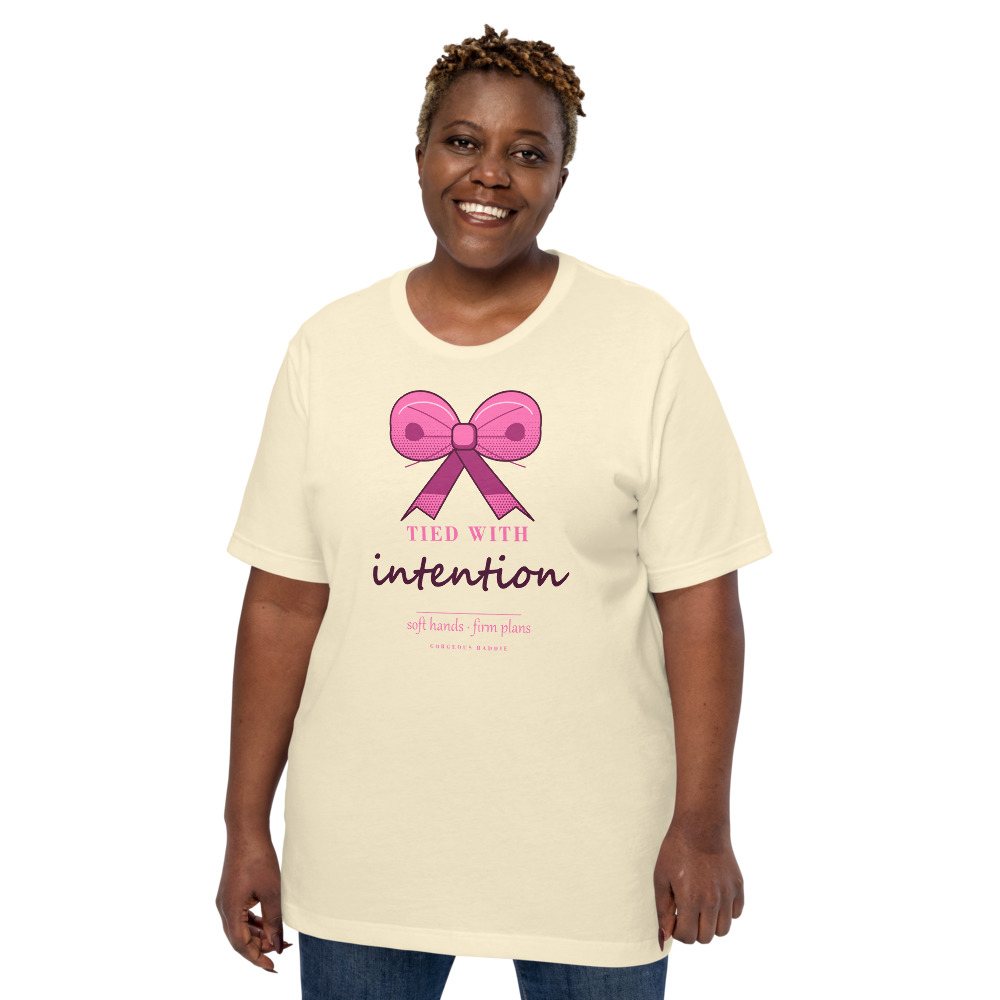 Gorgeous Baddie Tied With Intention Boutique Tee White Front