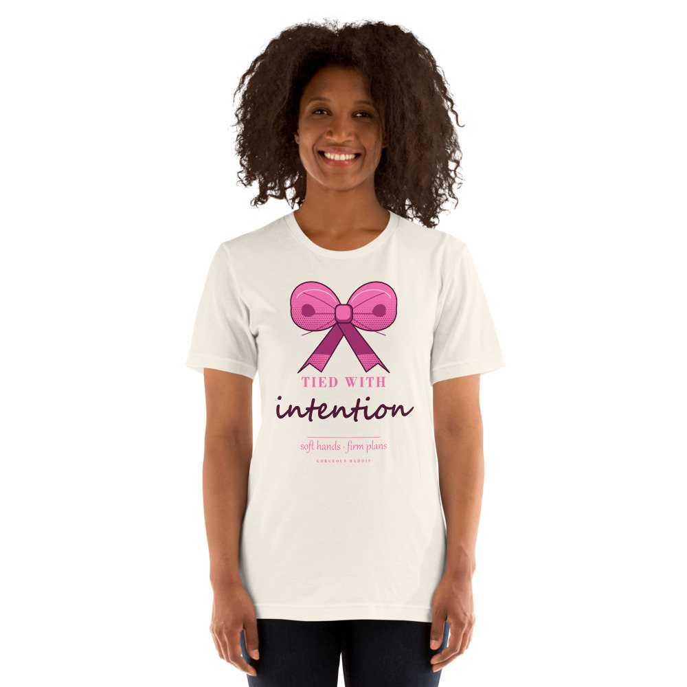 Gorgeous Baddie Tied With Intention Boutique Tee White Front