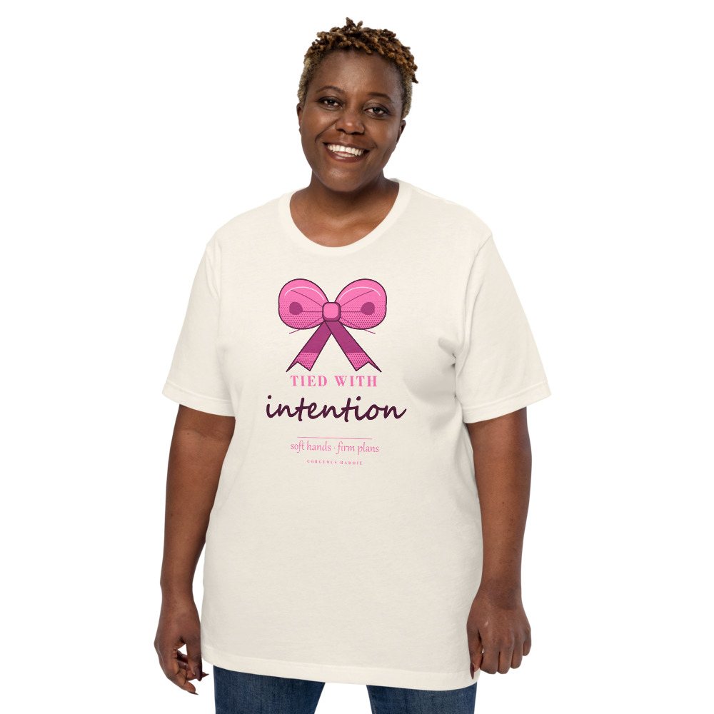 Gorgeous Baddie Tied With Intention Boutique Tee White Front