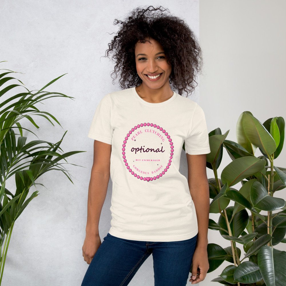 Gorgeous Baddie Pearl Clutching Optional Boutique Tee White Front