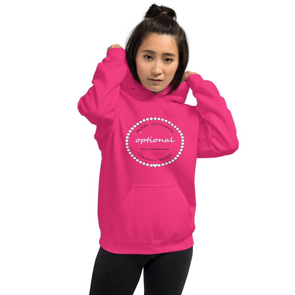 Gorgeous Baddie Pearl Clutching Optional Boutique Hoodie Front