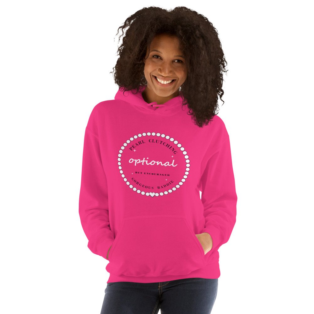 Gorgeous Baddie Pearl Clutching Optional Boutique Hoodie Front