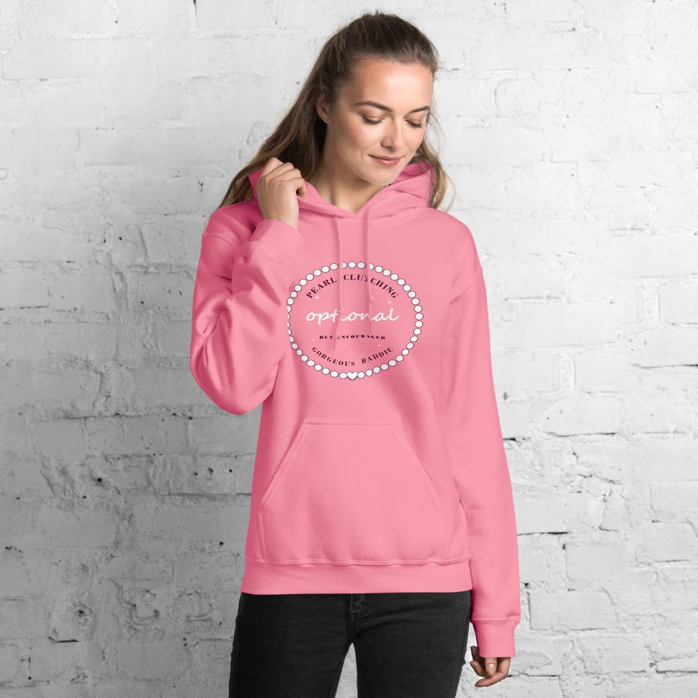 Gorgeous Baddie Pearl Clutching Optional Boutique Hoodie Front