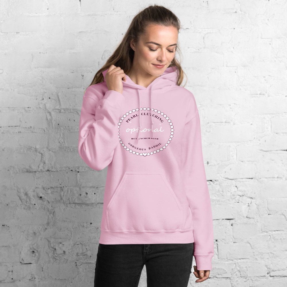 Gorgeous Baddie Pearl Clutching Optional Boutique Hoodie Front