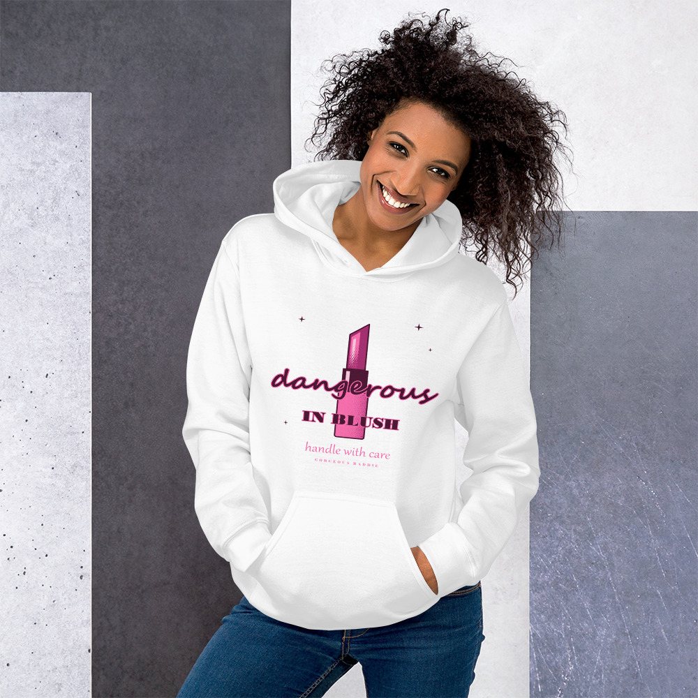 Gorgeous Baddie Dangerous In Blush Boutique Hoodie White