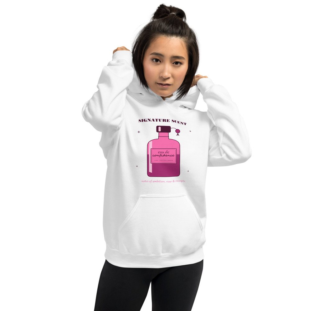 Gorgeous Baddie Signature Scent Confidence Boutique Hoodie White Front