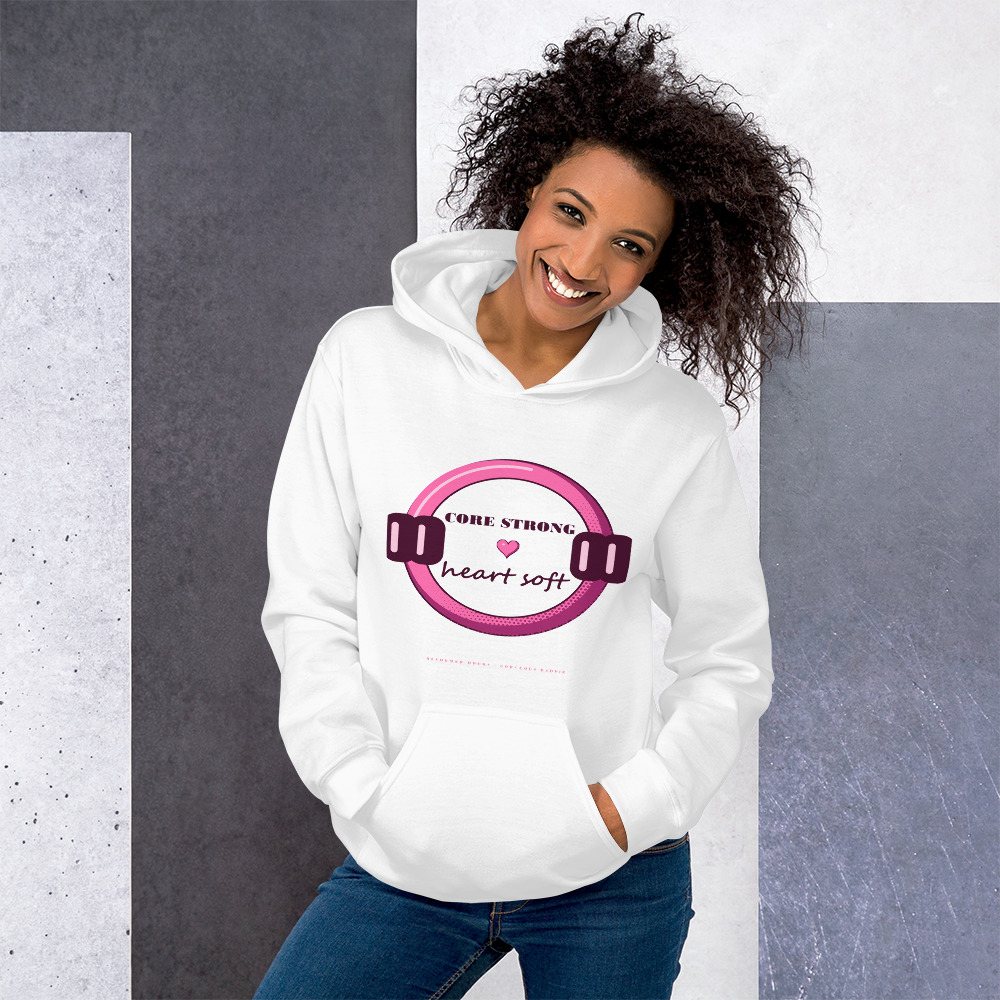 Gorgeous Baddie Core Strong Heart Soft Boutique Hoodie White Front
