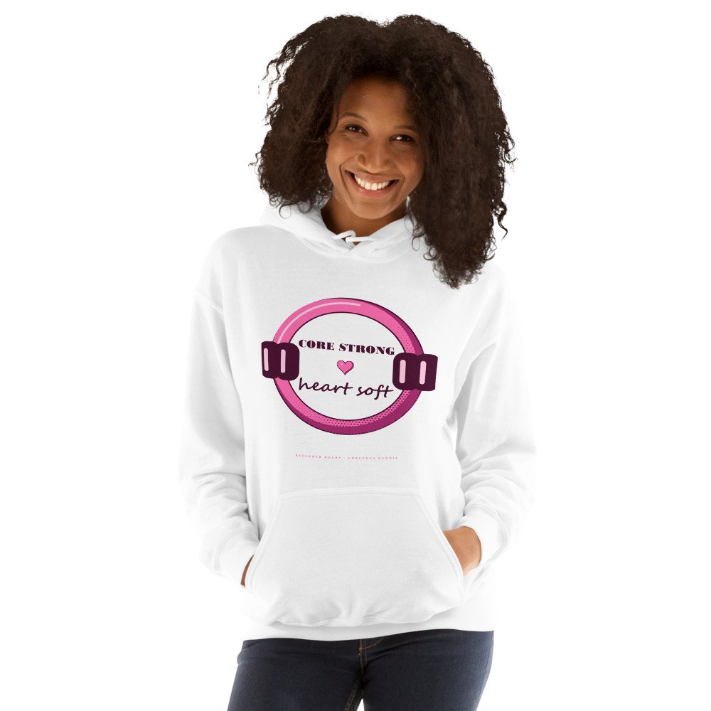 Gorgeous Baddie Core Strong Heart Soft Boutique Hoodie White Front