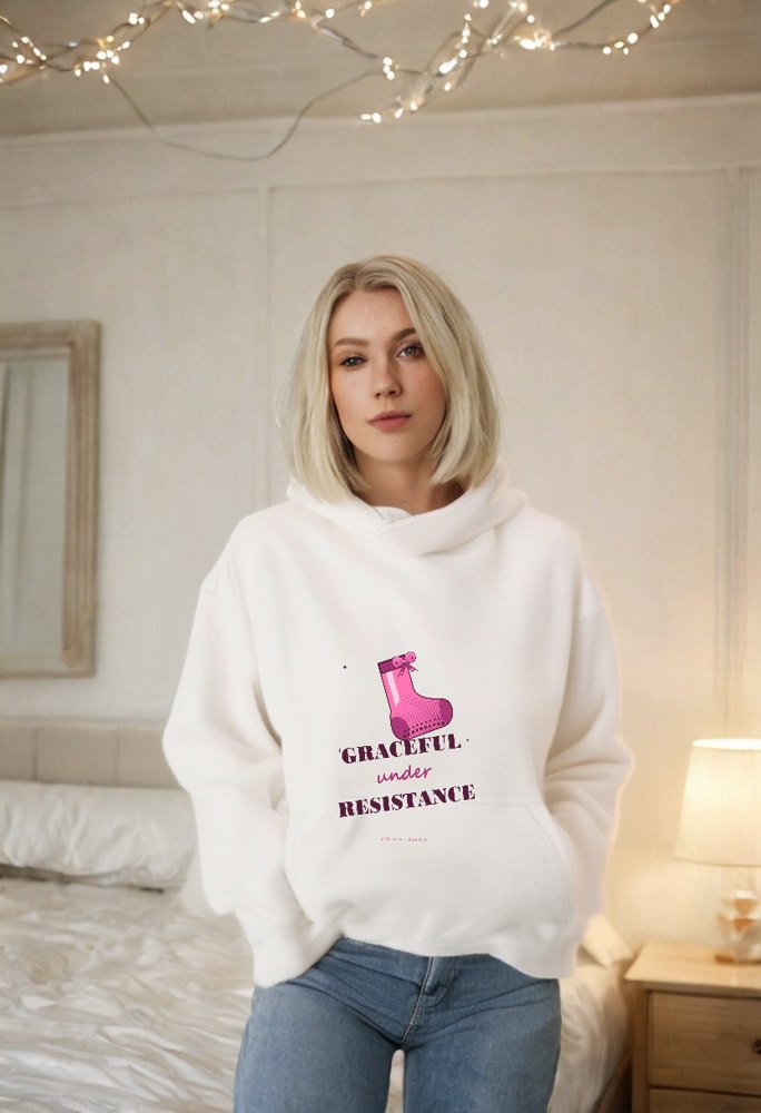Gorgeous Baddie Graceful Under Resistance Boutique Hoodie White Lifestyle