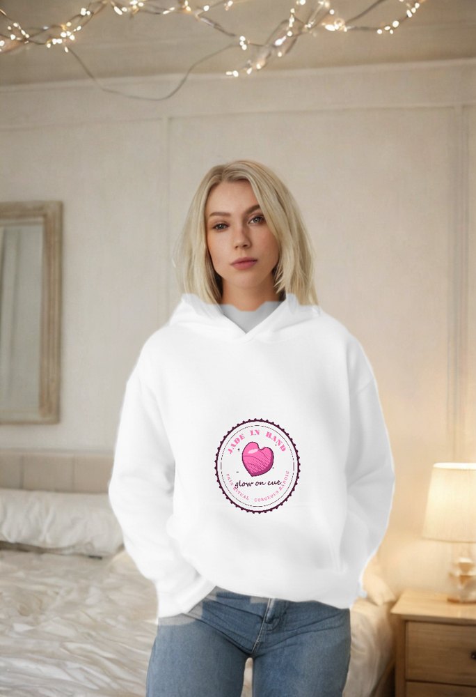 Gorgeous Baddie Jade In Hand Glow Boutique Hoodie White
