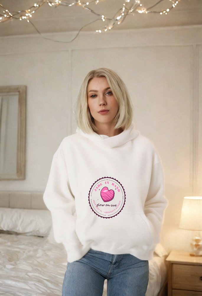 Gorgeous Baddie Jade In Hand Glow Boutique Hoodie White Lifestyle