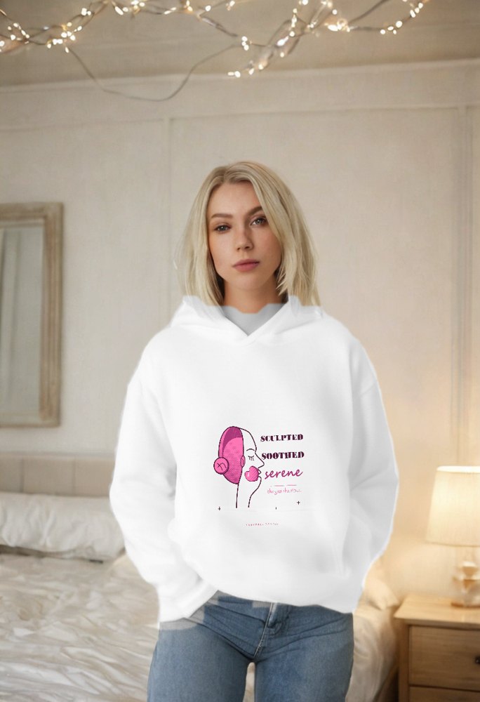 Gorgeous Baddie Sculpted Soothed Serene Boutique Hoodie White