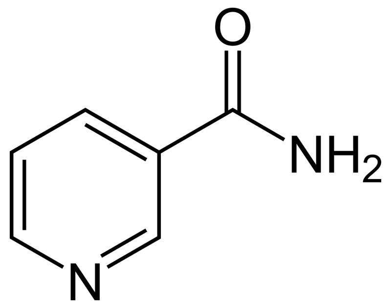 Chemical structure of nicotinamide (niacinamide)