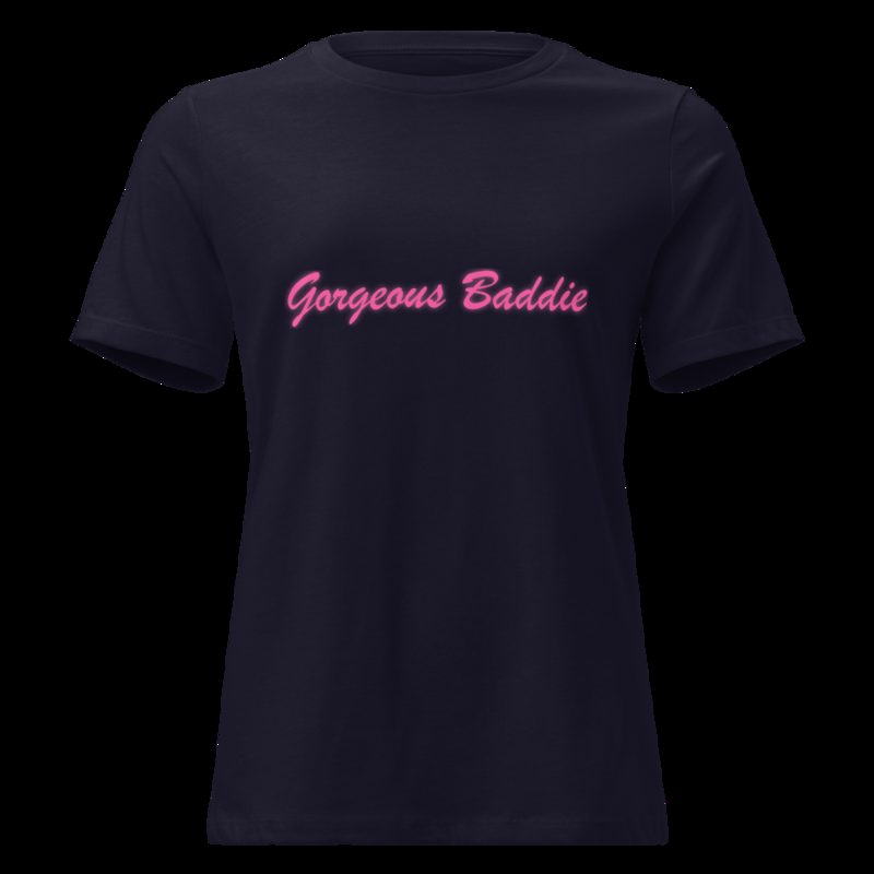 Gorgeous Baddie Script Women's Tee Navy