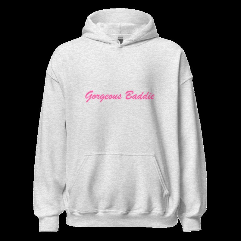 Gorgeous Baddie Script Hoodie Ash