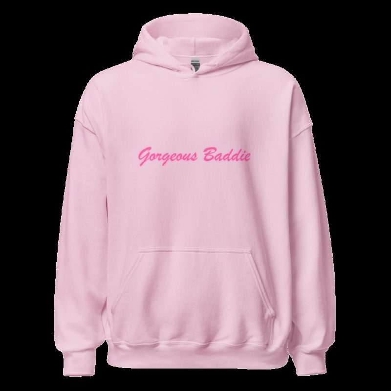 Gorgeous Baddie Script Hoodie Light Pink