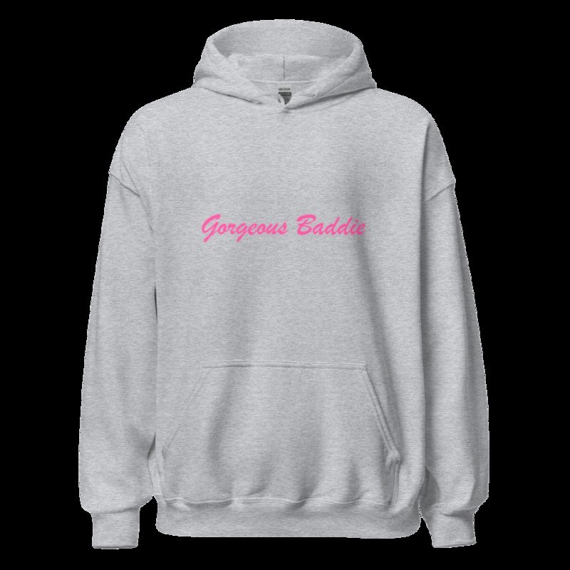 Gorgeous Baddie Script Hoodie Sport Grey