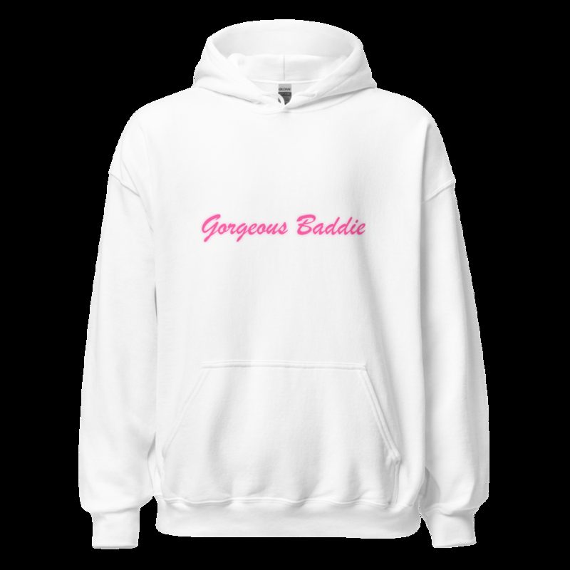 Gorgeous Baddie Script Hoodie White