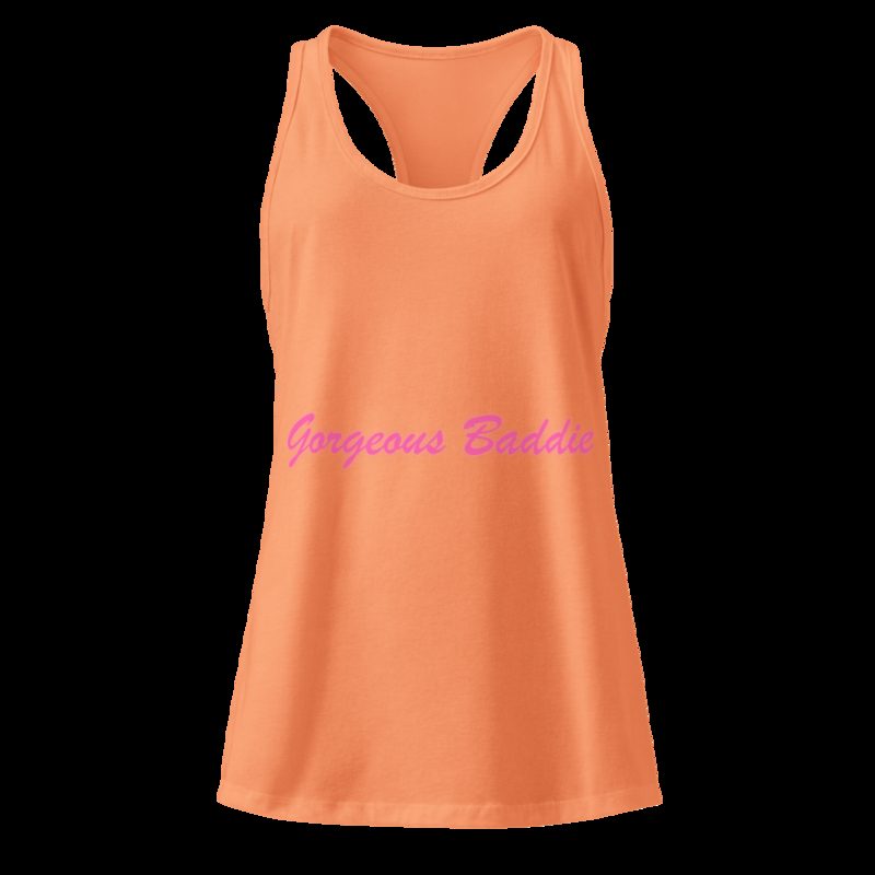 Gorgeous Baddie Script Racerback Tank Light Orange