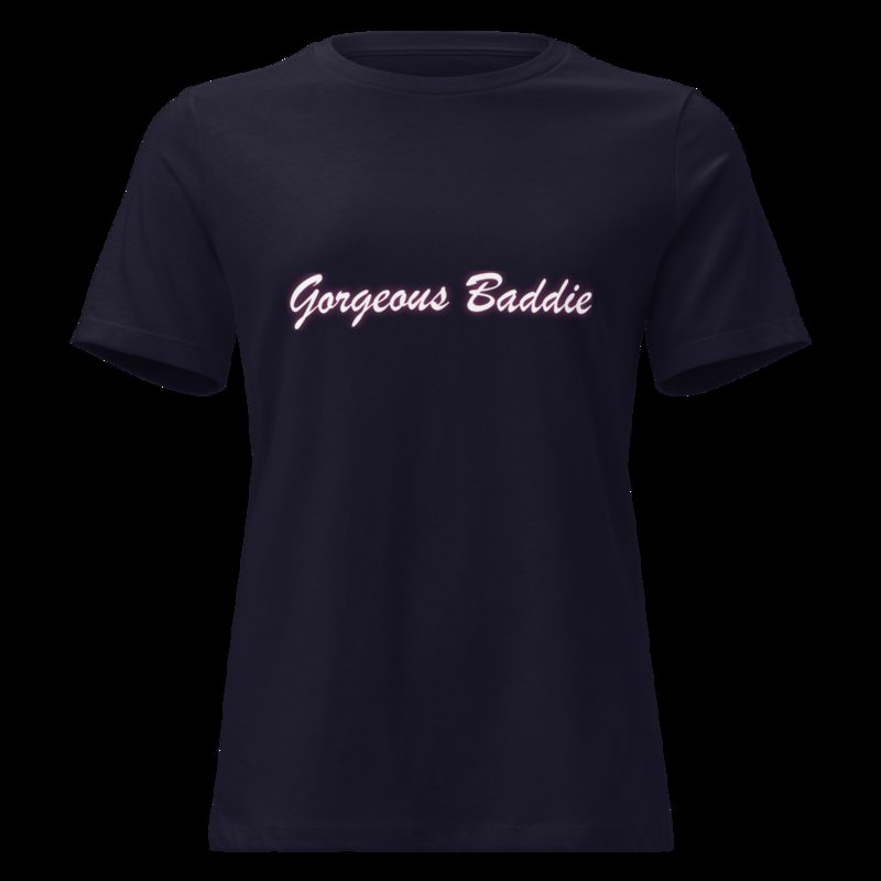 Gorgeous Baddie Script Night Women's Tee Navy