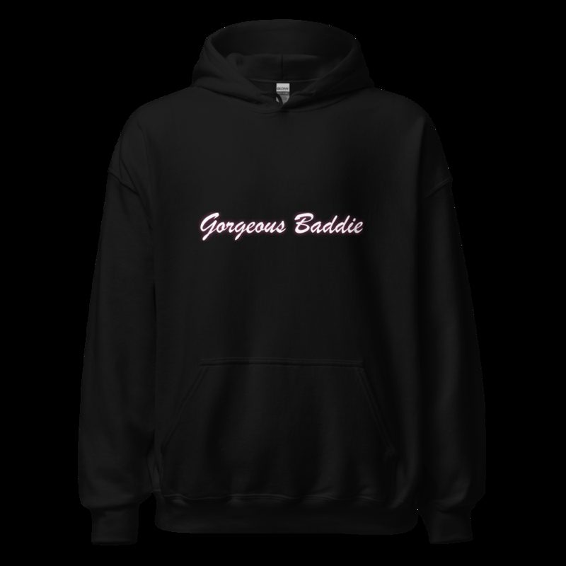 Gorgeous Baddie Script Night Hoodie Black