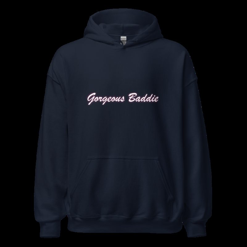 Gorgeous Baddie Script Night Hoodie Navy