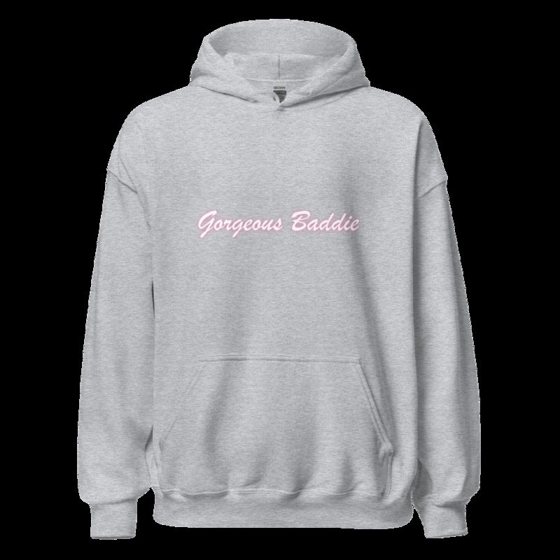 Gorgeous Baddie Script Night Hoodie Sport Grey