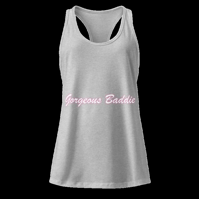 Gorgeous Baddie Script Night Racerback Tank Heather Gray