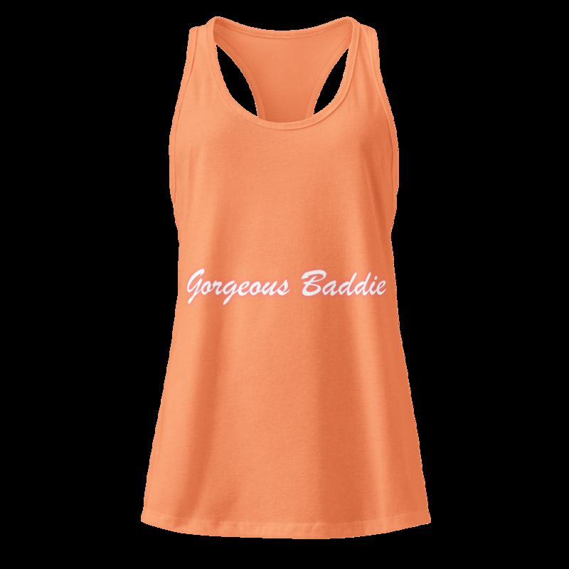 Gorgeous Baddie Script Night Racerback Tank Light Orange