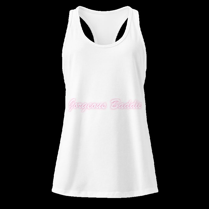 Gorgeous Baddie Script Night Racerback Tank White