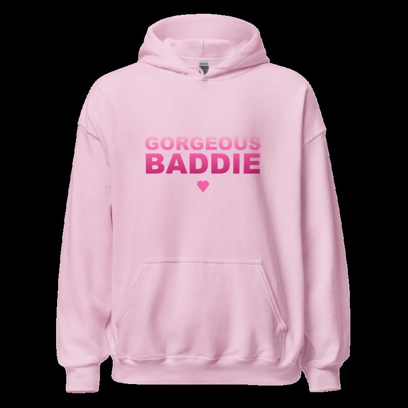 Gorgeous Baddie Stacked Hoodie Light Pink