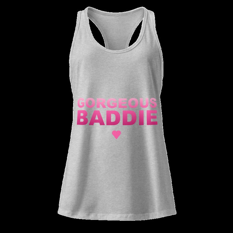 Gorgeous Baddie Stacked Racerback Tank Heather Gray